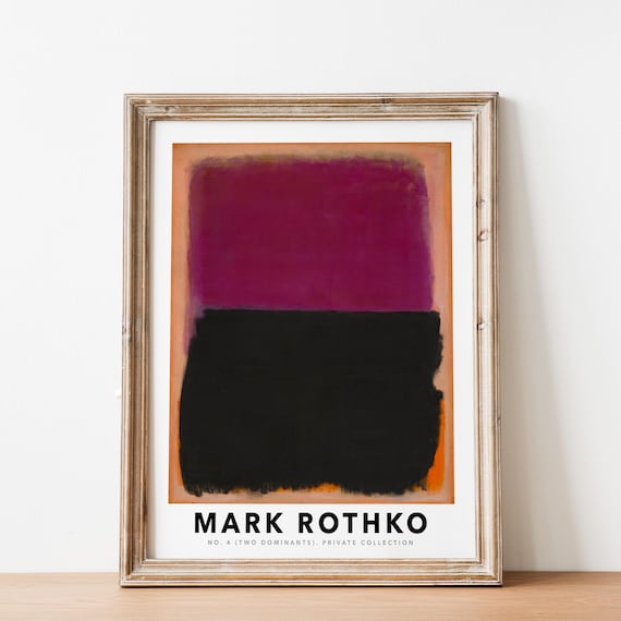 Mark Rothko No. 4 Two Dominants Purple Black Orange Vintage Poster