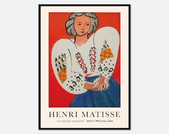 Henri Matisse La Blouse Roumaine affiche vintage 1940 Art Print | Impression Matisse, affiche Matisse, peinture Matisse, exposition de musée #M02