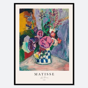 Henri Matisse Les Pivoines 1907 Flores en jarrón, pintura vintage, póster, impresión artística para pared, bodegón floral botánico colorido antiguo M150