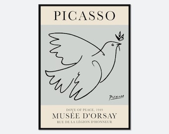 Pablo Picasso Dove of Peace 1949 Line Art Print | Museum Exhibition Vintage Poster, Single Line Minimalist Print, Signed Lithograph #PP04