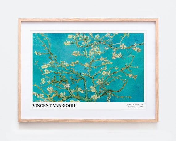 Van Gogh Amandelbloesem 1890 Vintage tentoonstelling Art Print Van Gogh print Van Gogh poster Van Gogh schilderij kleurrijke bloemenprint V17 Etsy Nederland