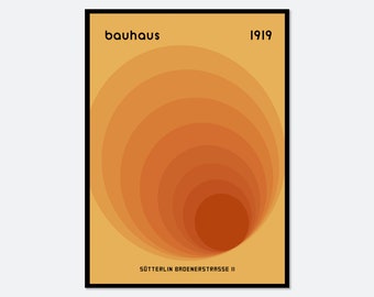 Bauhaus 1919 Geometric Orange Circles Art Print | Bauhaus Ausstellung Weimar, Bauhaus Print, Bauhaus Poster, Mid Century Modern Print #BH30