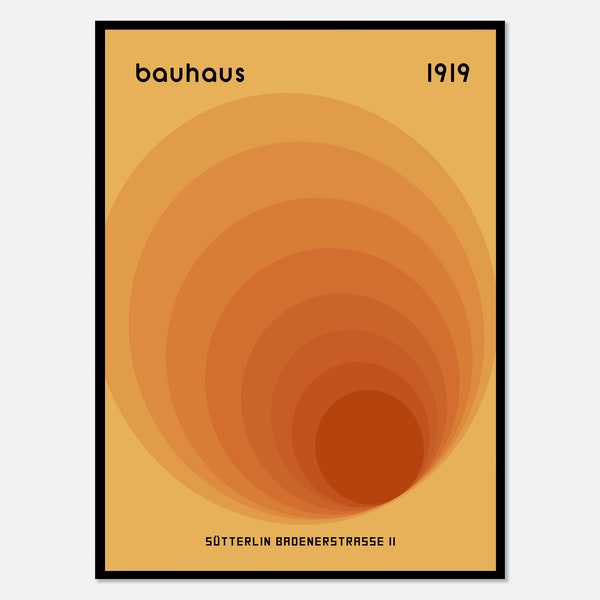 Bauhaus 1919 Geometrische orange Kreise Kunstdruck | Bauhaus Ausstellung Weimar, Bauhaus Print, Bauhaus Poster, Mid Century Modern Print #BH30