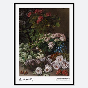 Claude Monet Spring Flowers 1864 Vintage Exhibition Poster Art Print | Claude Monet Print, Vintage Monet Poster, Monet Flowers Painting #N23