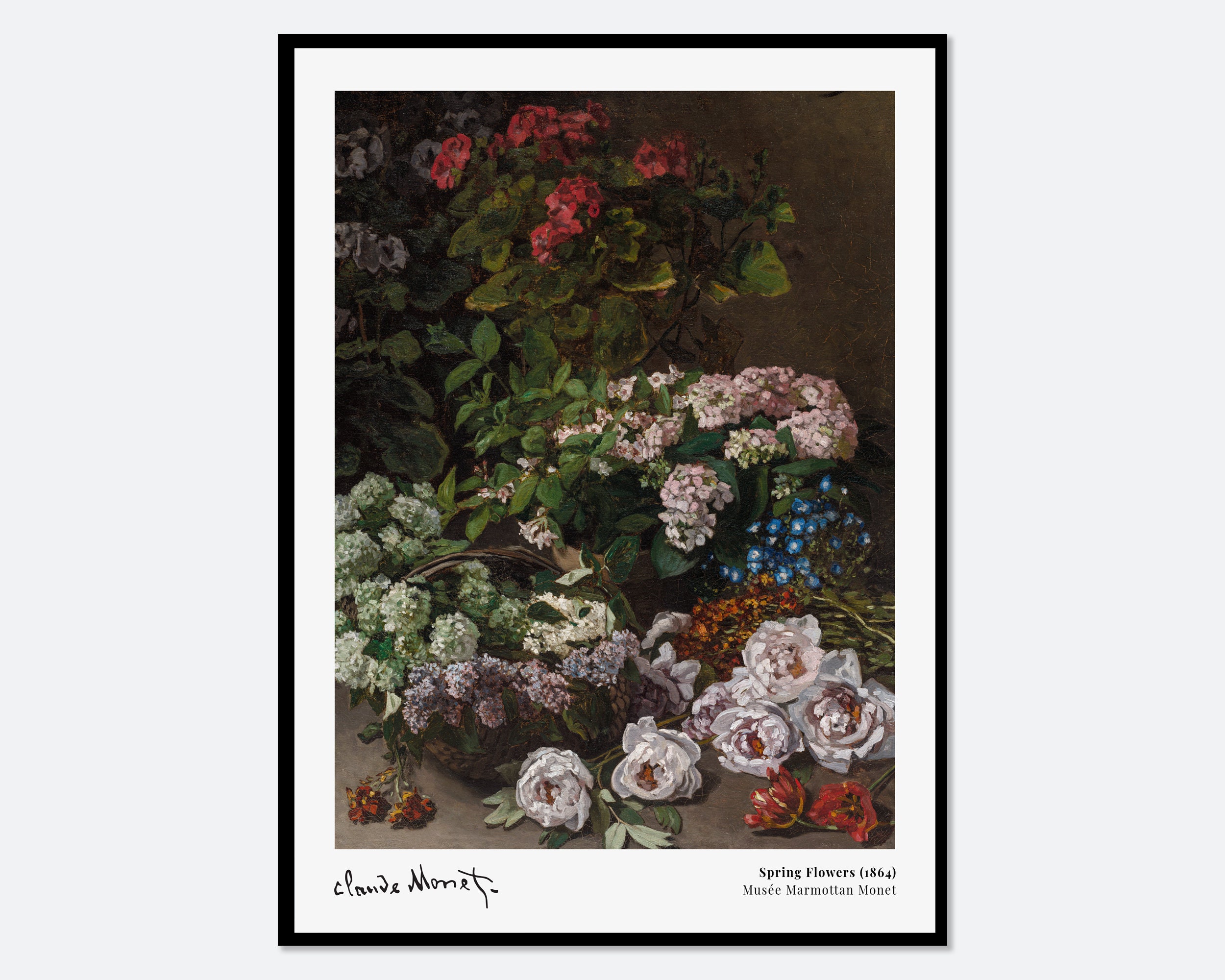 クロード・モネ「春の花」1864年ヴィンテージ展覧会ポスターアート