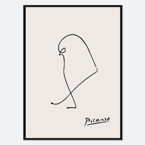 Pablo Picasso Sparrow Bird Sketch Line Drawing Art Print | Esquisse, Le Moineau, Museum Exhibition Vintage Poster, Animal Serigraph #PP43
