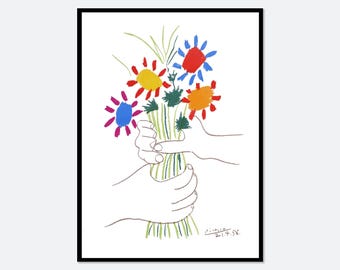 Picasso Print, Picasso Bouquet of Peace Art Print, Picasso Poster, Pablo Picasso Flowers Lithograph, Vintage Poster, Exhibition Poster #PP31