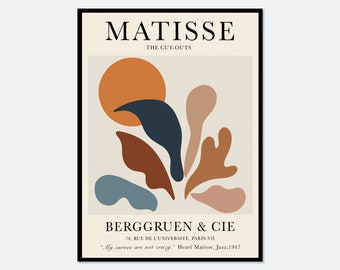 Henri Matisse Cut-Outs Vintage Exhibition Poster Art Print | Botanical Plants Leaves, Berggruen Cie, Boho Wall Decor, Papiers Decoupes #M07