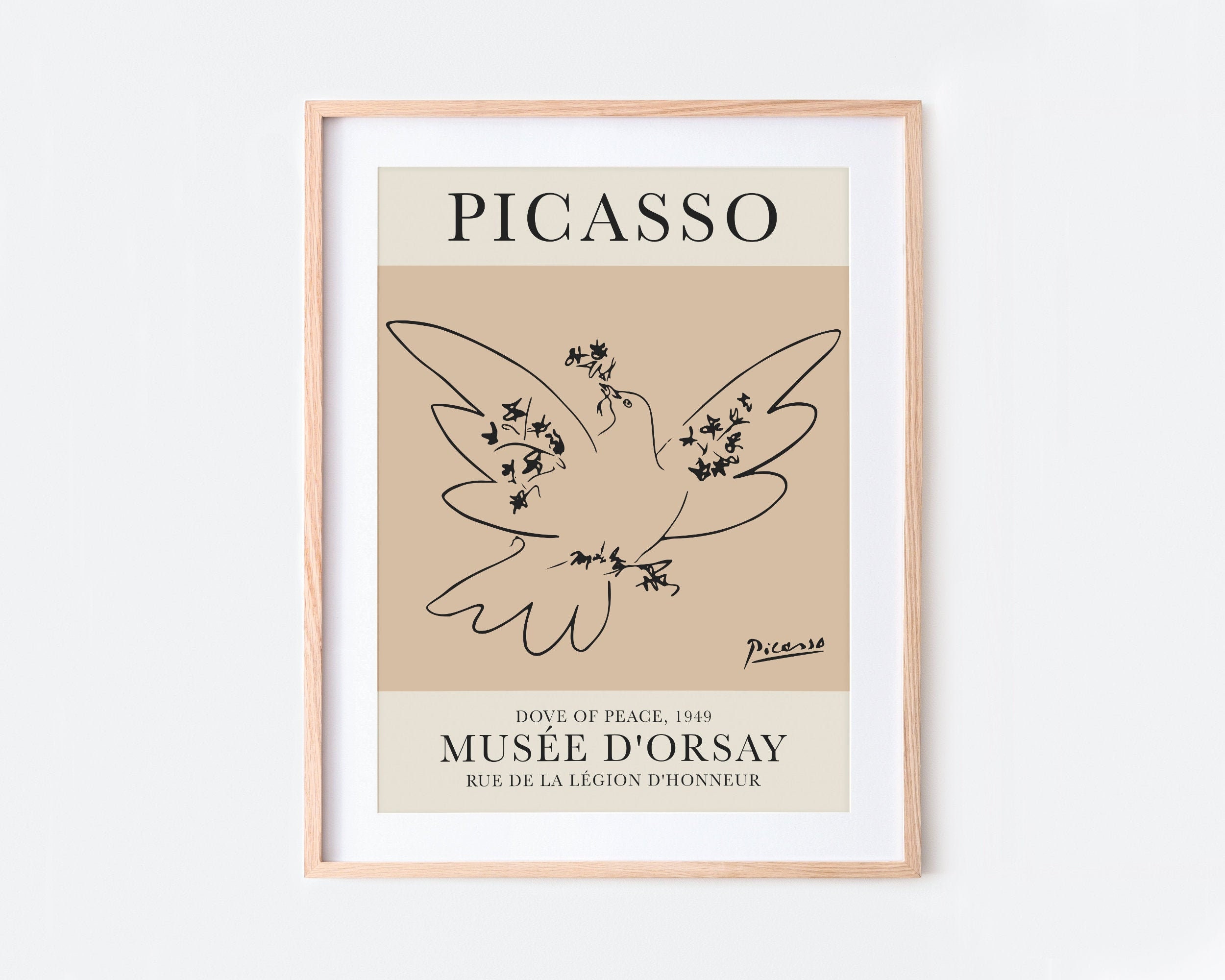 パブロ・ピカソ「平和の鳩」1949年 線画プリント｜美術館展示