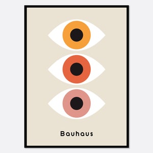 Bauhaus 1919 Geometric Colorful Eyes Art Print | Bauhaus Ausstellung Weimar 1923, Bauhaus Print, Bauhaus Poster, Mid Century Geometric BH32
