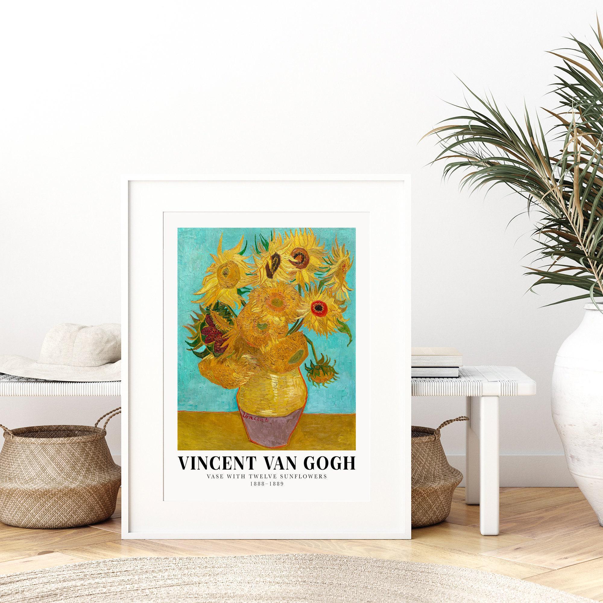 Van Gogh Vase With Twelve Sunflowers Vintage Exhibition Art Print
