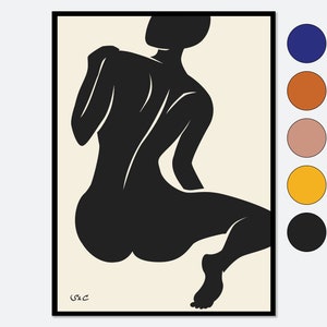 Henri Matisse Nu Bleu Inspiriert Abstrakte Frau Körper Figur Poster Fine Art Print | Fauvismus Filled Line Wandkunst, Große Größe Ausgeliefert AP09