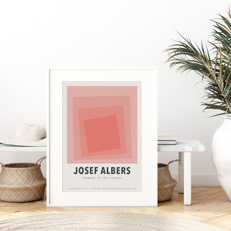Josef Albers Squares Exhibition Art Print Mid Century Print, Albers Print, Albers Poster, Pink Poster, Geometric Minimalist Print JA01 image 3