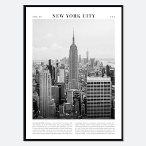 Impresión artística de viaje con fotografía en blanco y negro del Empire State Building de Nueva York, EE. UU. / Póster de Nueva York, impresión de Nueva York, póster de viaje TP06