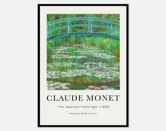 Monet The Japanese Footbridge 1899 Vintage Exhibition Poster Art Print | Claude Monet Print, Monet Poster, Monet Painting, Colorful Print#N6