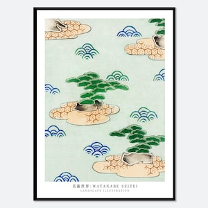 Watanabe Seitei Landscape illustration Bijutsu Sekai Vintage Japanese Woodblock Art Print | Japanese Art, Japanese Poster 渡辺省亭美術世界 JP22
