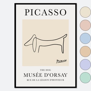 Picasso Print, Picasso Poster, Pablo Picasso Dog Line Art Print, Dachshund Print, Le Chien, Exhibition Poster, Animal Vintage Poster #PP17