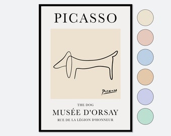 Impresión de Picasso, póster de Picasso, impresión de perro de Pablo Picasso, impresión de perro salchicha, Le Chien, póster de exposición, póster vintage de animales n.° PP17