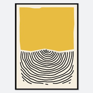 Minimalist Mid-Century Modern Yellow Black Zebra Pattern Lines Colorful Art Print | Geometric Pattern Print, Abstract Shapes Poster #AB04