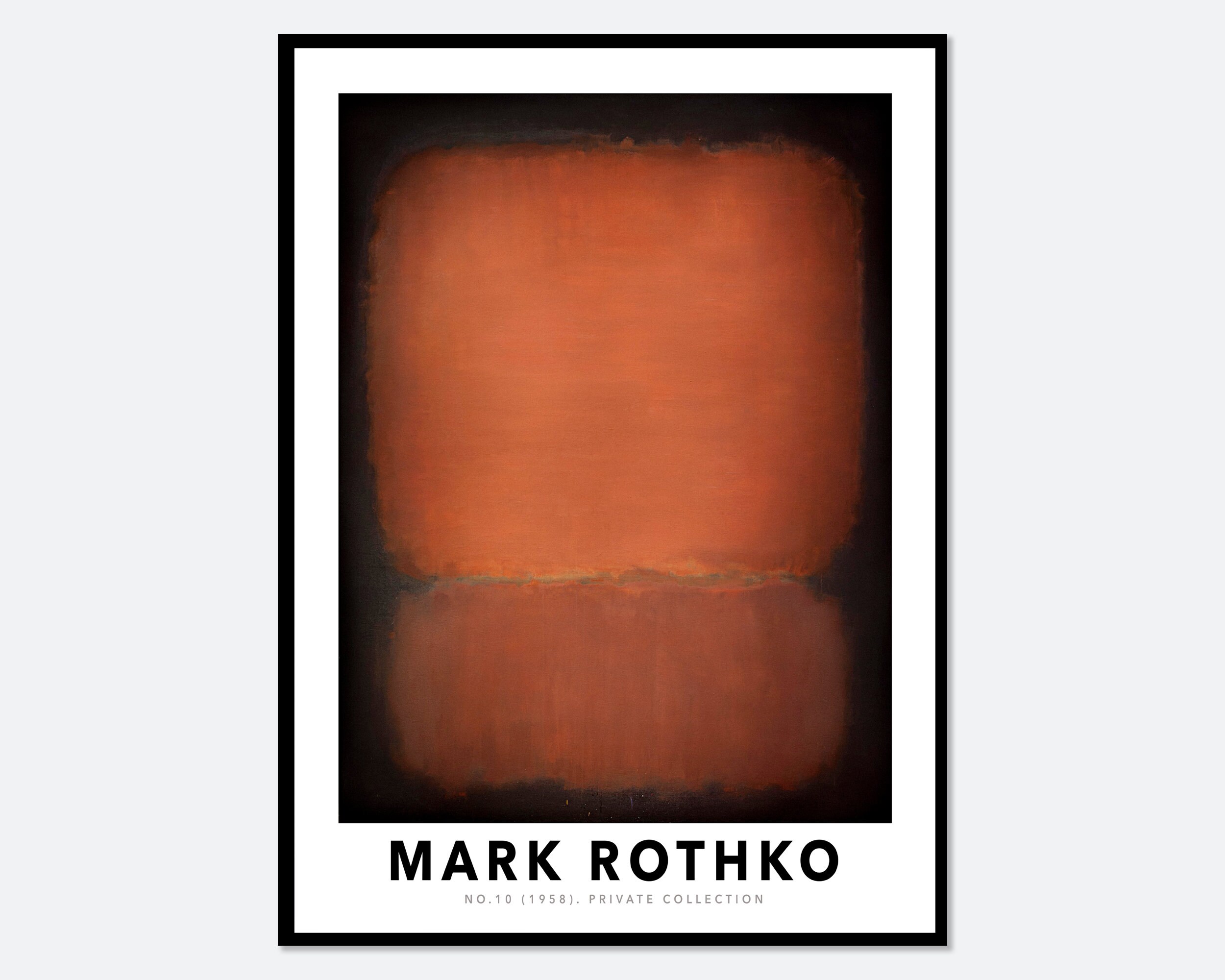 Mark Rothko No.10 1958 schwarz rot orange Vintage Poster Bunt Kunstdruck | Mark Rothko Druck, Mark Rothko Gemälde, Museumsausstellung #MR01