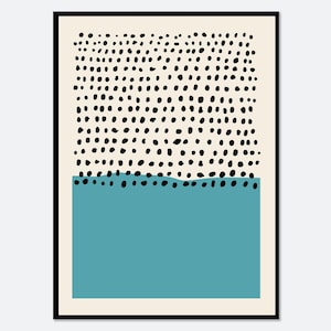 Minimalist Mid-Century Modern Blue Black Dots and Shapes Pattern Colorful Art Print | Geometric Pattern Print, Abstract Shapes Poster #AB02