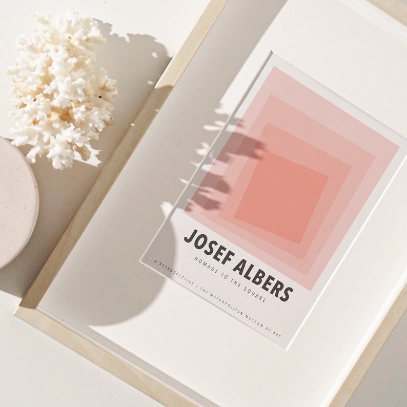 Josef Albers Squares Exhibition Art Print Mid Century Print, Albers Print, Albers Poster, Pink Poster, Geometric Minimalist Print JA01 image 6