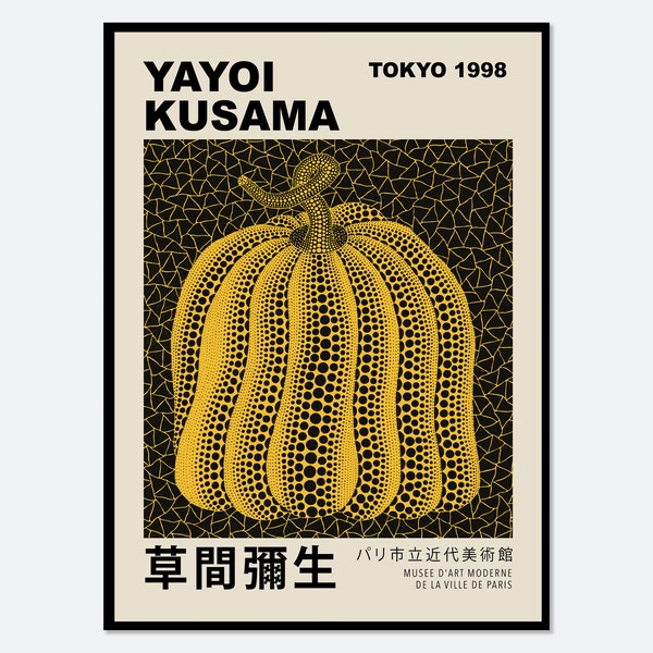 Yayoi Kusama Yellow Dots Pumpkin Poster Art Print | Yayoi Kusama 草間彌生 Abstract Exhibition Poster, Modern Japanese Poster, Japani Art #YY16