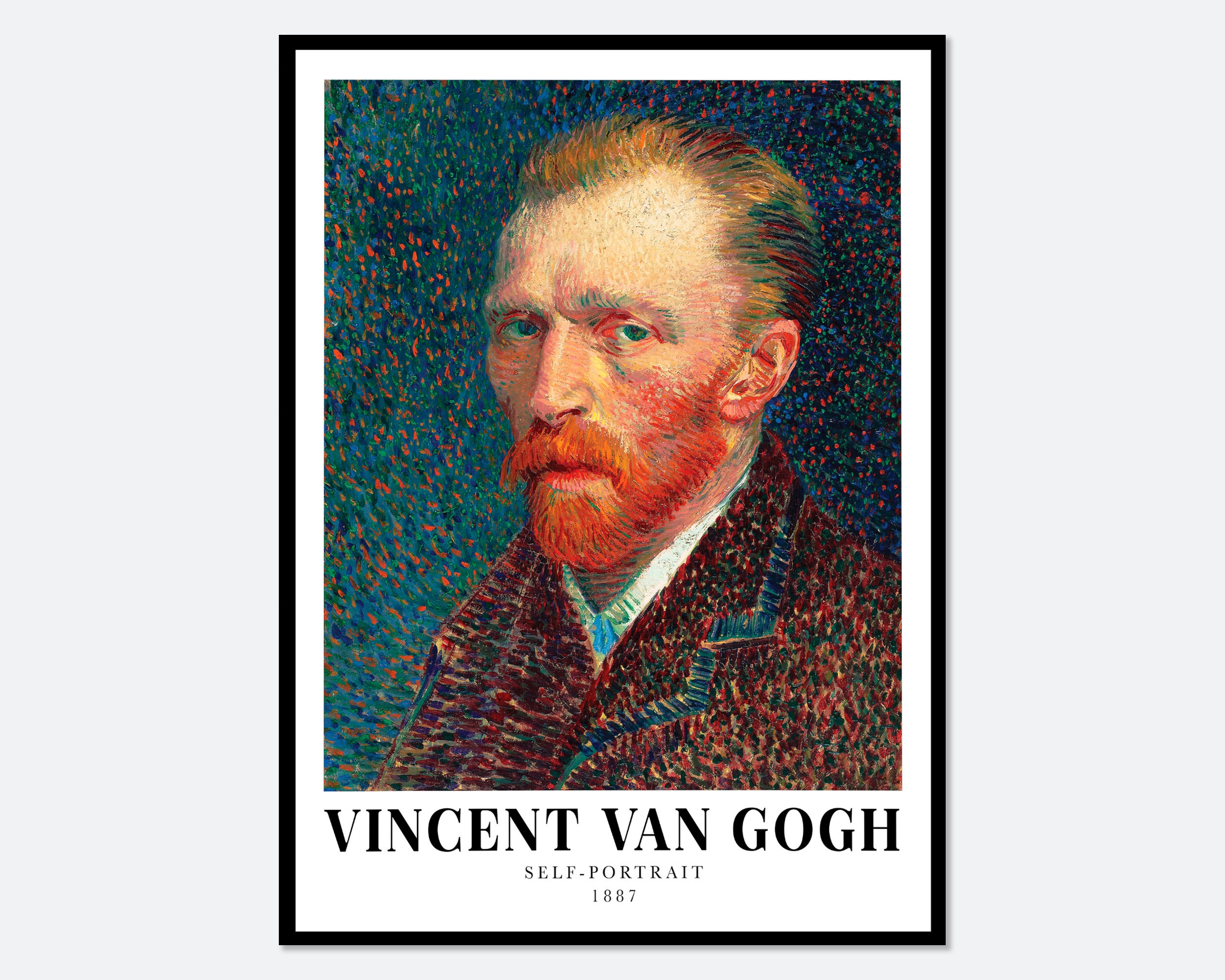Vincent Van Gogh Self Portrait of Van Gogh 1887 Museum Exhibition Vintage  Poster Wall Art Print | Colorful Impressionist Famous Painting V12 - Etsy, image size:2500x2000