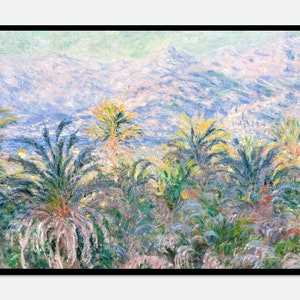 Impresión artística de la exposición &quot;Palmeras de Monet en Bordighera, 1884&quot; (impresiones de Claude Monet, póster de Monet, pintura de Monet, arte famoso n.° N48B)