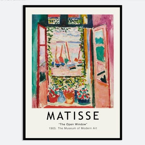 Henri Matisse, La ventana abierta, 1905, póster vintage, impresión artística / Impresión artística de Matisse, póster de Matisse, pintura de Matisse, exposición en museo n.° M43