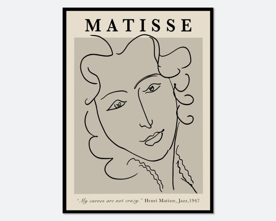 Matisse Modern Reproduction Face Line Portrait Art Print Matisse Modern Reproduction Face Line Portrait Art Print