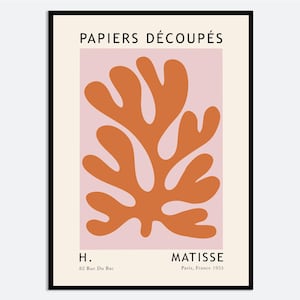 Henri Matisse Cut Outs Vintage Abstract Wall Art Print | Matisse Colorful Poster, Berggruen Cie Papiers Decoupes, Orange Pink Botanical M158