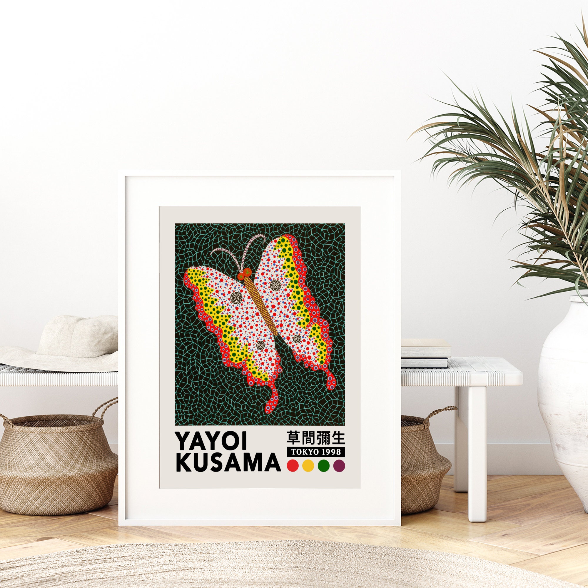 Yayoi Kusama A Butterfly Polka Dot Net Wall Art Print Yayoi Etsy