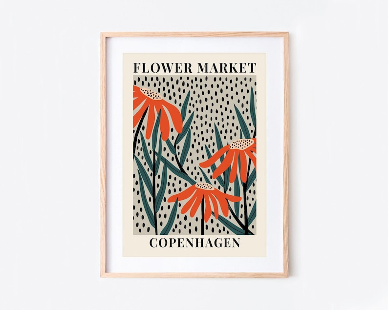 Blumenmarkt Kopenhagen: Gänseblümchen – Botanischer Kunstdruck | Frühlingsblumen-Druck, Frühlingsblumenkunst, Wildblumen-Druck, Farbenfroher Kunstdruck #FM62 Bild 2