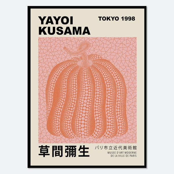 Yayoi Kusama Pink Dots Pumpkin Poster Art Print | Yayoi Kusama 草間彌生 Abstract Exhibition Poster, Modern Japanese Poster, Japani Art #YY17