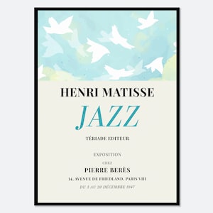 Henri Matisse Jazz 1947 Doves Vintage Poster Art Print | Les Oiseaux, Matisse Birds, Pierre Beres, Papiers Decoupes, Museum Exhibition #M100