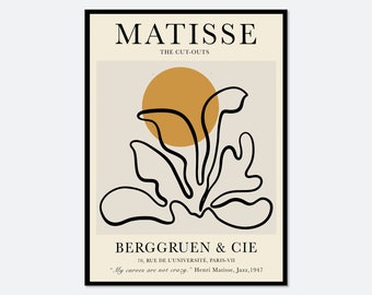 Henri Matisse Cut-Outs Vintage Exhibition Poster Art Print | Botanical Plants Leaves, Berggruen Cie, Boho Wall Decor, Papiers Decoupes #M08