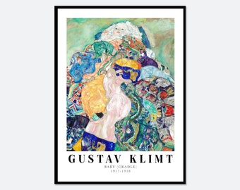 Gustav Klimt Baby Cradle 1917-1918 Vintage Exhibition Poster Art Print | Gustav Klimt Print, Klimt Poster, Gustav Klimt Painting #GK05A