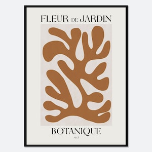 Henri Matisse Cut Outs Vintage Abstract Wall Art Print | Colorful Fleur De Jardin Papiers Decoupes Poster, Brown Beige Botanical Art M167
