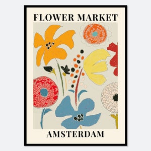 Art botanique coloré d'Amsterdam du marché aux fleurs | Impression de fleurs de printemps, impression d'art floral printanier, impression de fleurs sauvages, art coloré #FM13