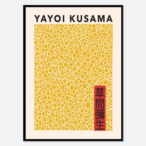 Yayoi Kusama Yellow Geometric Dots Poster Art Print | Yayoi Kusama 草間彌生 Abstract Exhibition Poster, Modern Japanese Poster, Japani Art #YY26