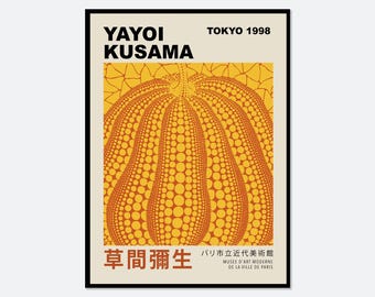 Yayoi Kusama Yellow Dots Pumpkin Poster Art Print | Yayoi Kusama 草間彌生 Abstract Exhibition Poster, Modern Japanese Poster, Japani Art #YY15