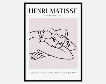 アンリ・マティスの線画プリント、女性の線画アート、マティスの