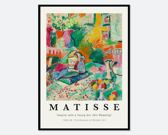 アンリ・マティスの室内で読書をする少女のポスター アート