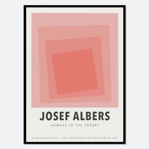 Impresión artística de la exposición "Plaza de Josef Albers" / Impresión de mediados de siglo, Impresión de Albers, Póster de Albers, Póster rosa, Impresión geométrica minimalista n.° JA01