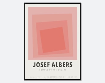Josef Albers Squares Exhibition Art Print | Mid Century Print, Albers Print, Albers Poster, Pink Poster, Geometric Minimalist Print #JA01
