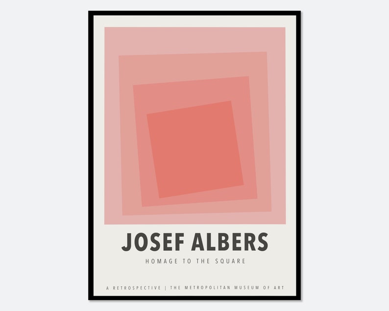 Josef Albers Squares Exhibition Art Print Mid Century Print, Albers Print, Albers Poster, Pink Poster, Geometric Minimalist Print JA01 image 1