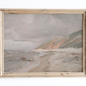 European Vintage Art Print, Rustic Vintage Oil Painting, Neutral Coastal Landscape Poster, Mute Beach Coastal Art, Joakim Skovgaard VP12