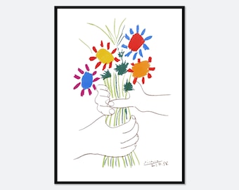 Impression Picasso, impression d'art bouquet de la paix Picasso, affiche Picasso, lithographie de fleurs Pablo Picasso, affiche vintage, affiche de l'exposition #PP31