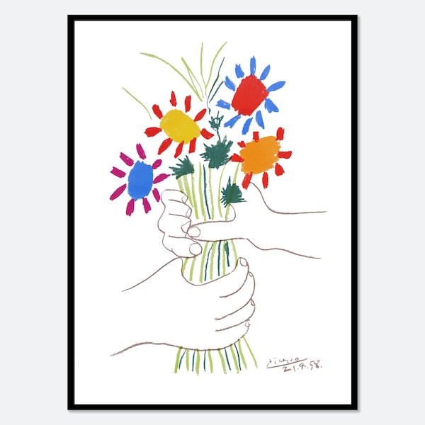 Impression Picasso, impression d'art bouquet de la paix Picasso, affiche Picasso, lithographie de fleurs Pablo Picasso, affiche vintage, affiche de l'exposition #PP31